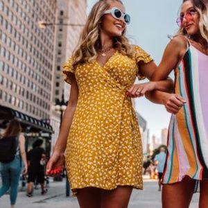 Francesca's Collections Varena Floral Wrap Dress